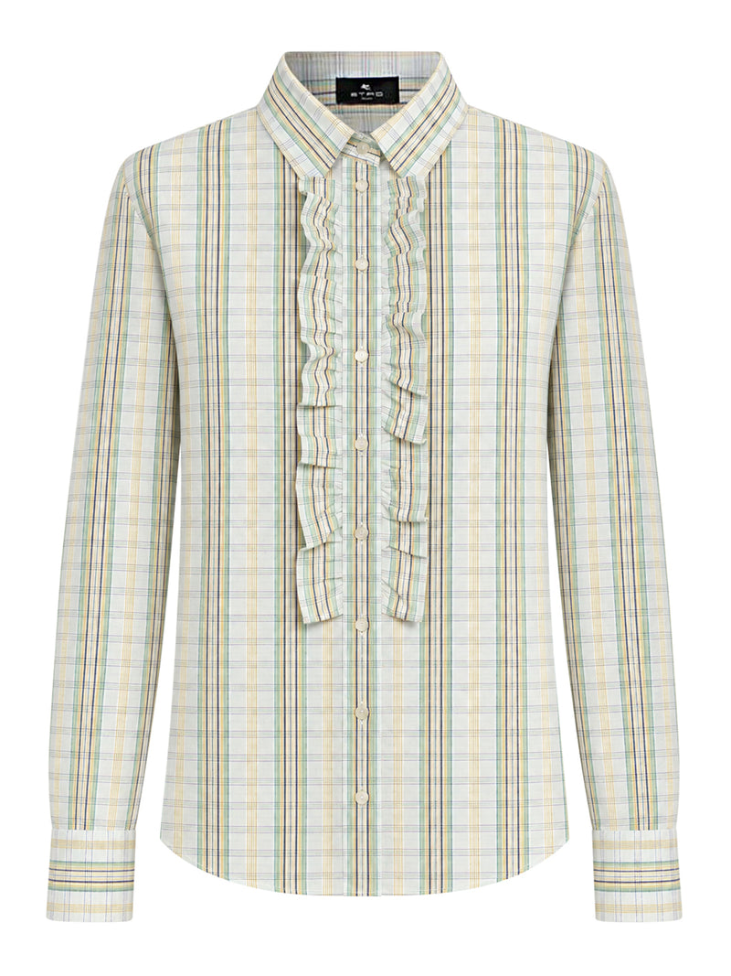 COTTON SHIRT WITH BIB AND CHECK PATTERN