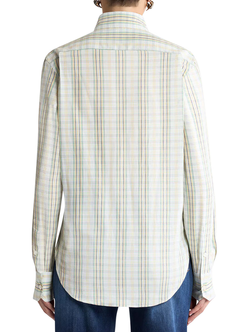 COTTON SHIRT WITH BIB AND CHECK PATTERN