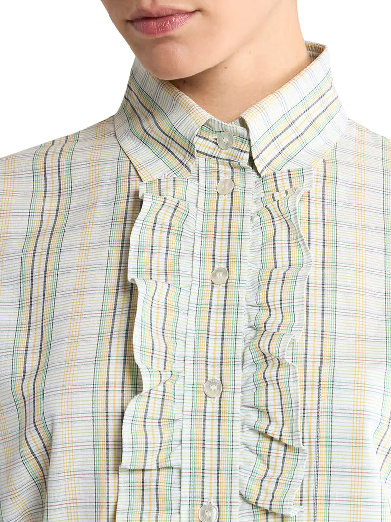 COTTON SHIRT WITH BIB AND CHECK PATTERN