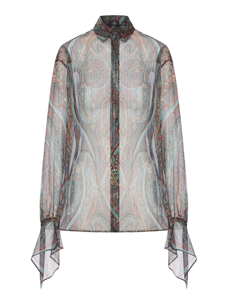 SHEER SILK SHIRT WITH PAISLEY PRINT