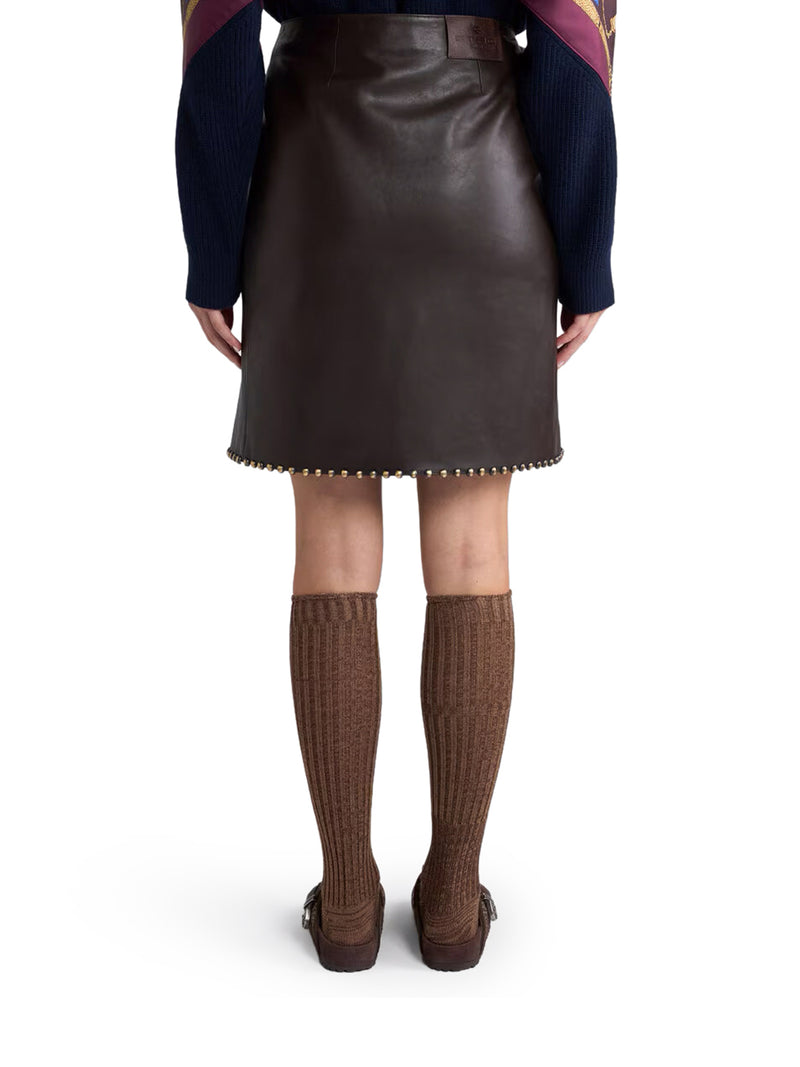 SHORT STUDDED LEATHER SKIRT