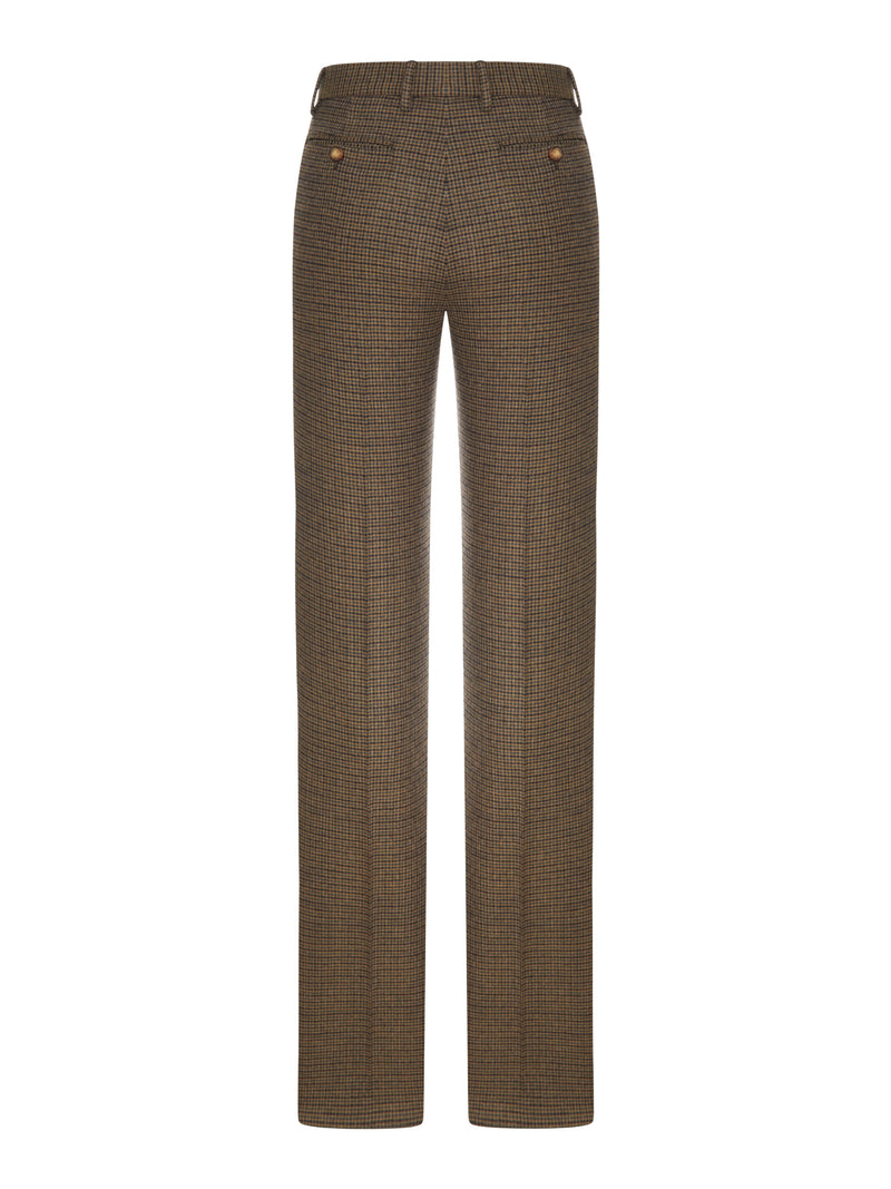 TAILORED CHECKED TROUSERS WITH FEATHER DETAIL
