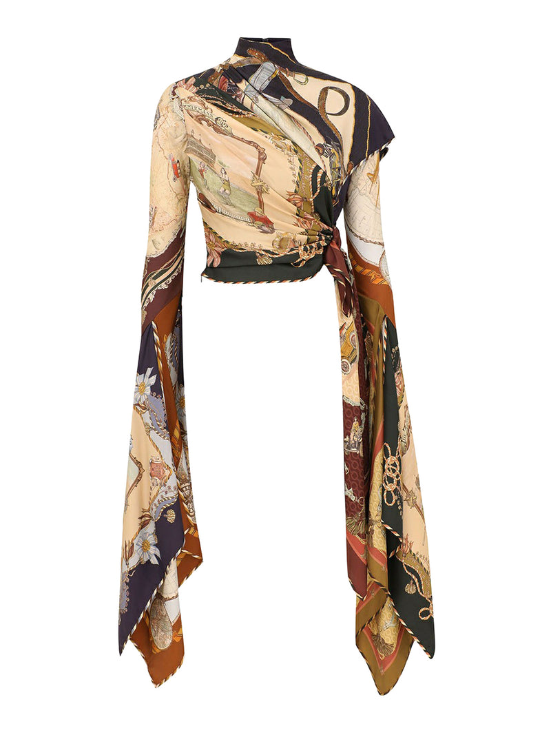 DRAPED TOP WITH VALIANT SCARF