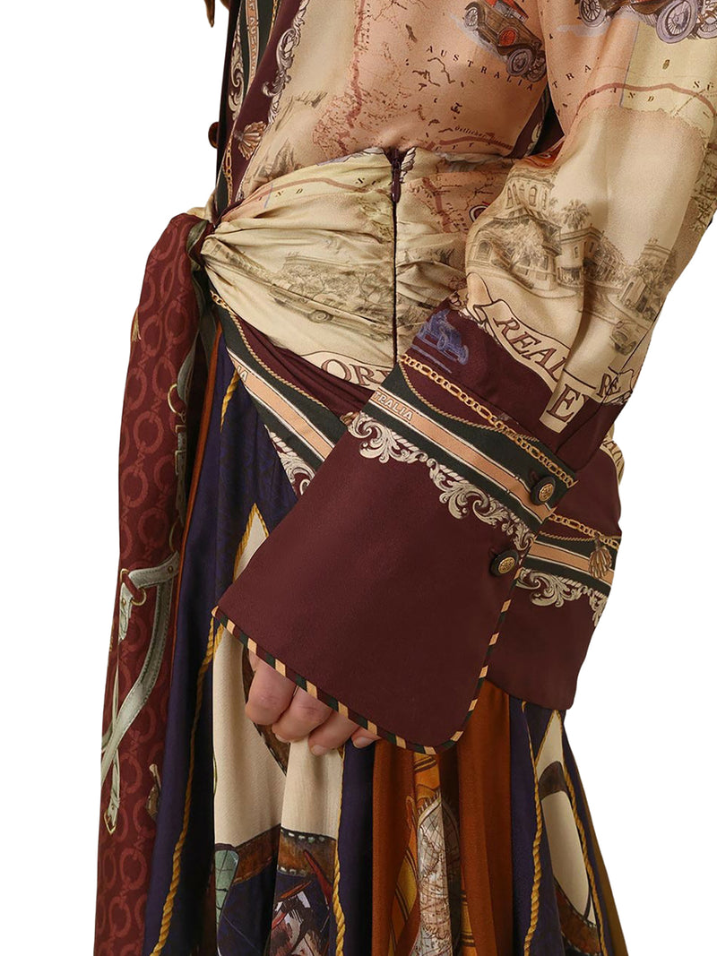 PRINTED SATIN SHIRT WITH A SCARF MOTIF