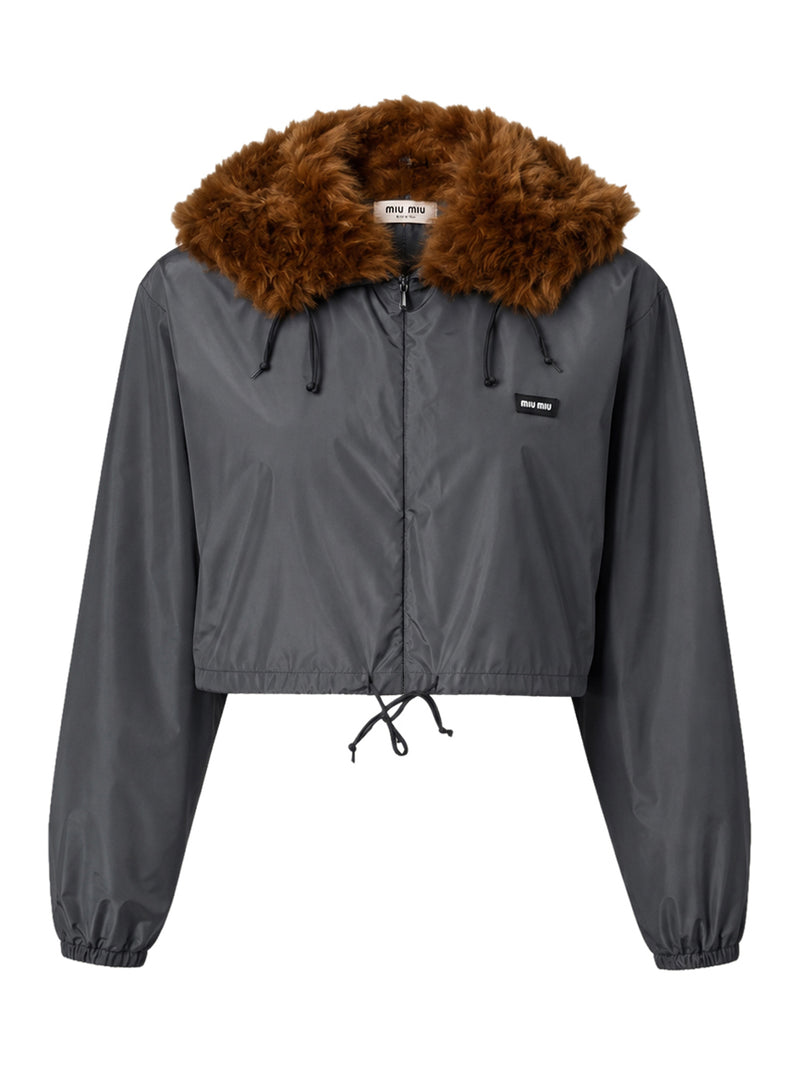TECHNICAL FABRIC AND SHEARLING WINDBREAKER