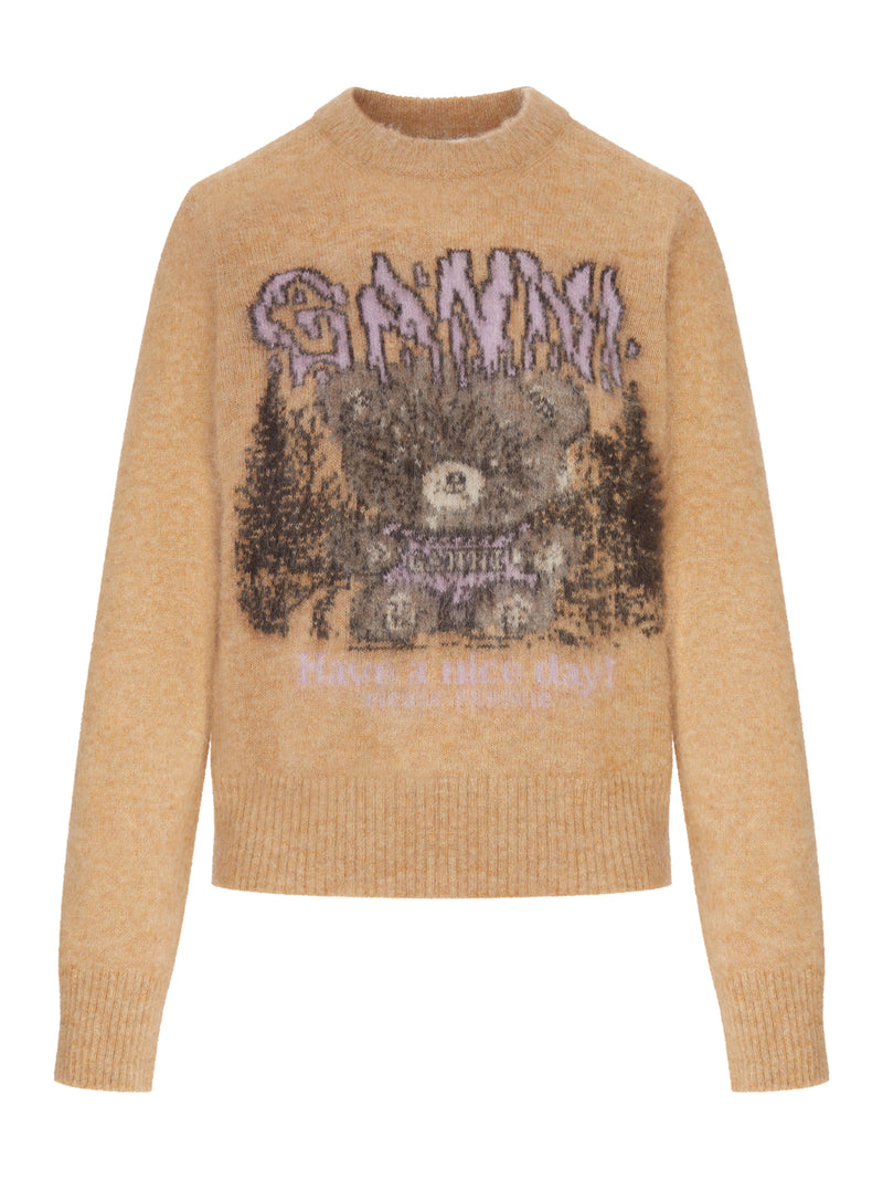 CREWNECK KNIT SWEATER WITH FRONT GRAPHIC INTARSIA