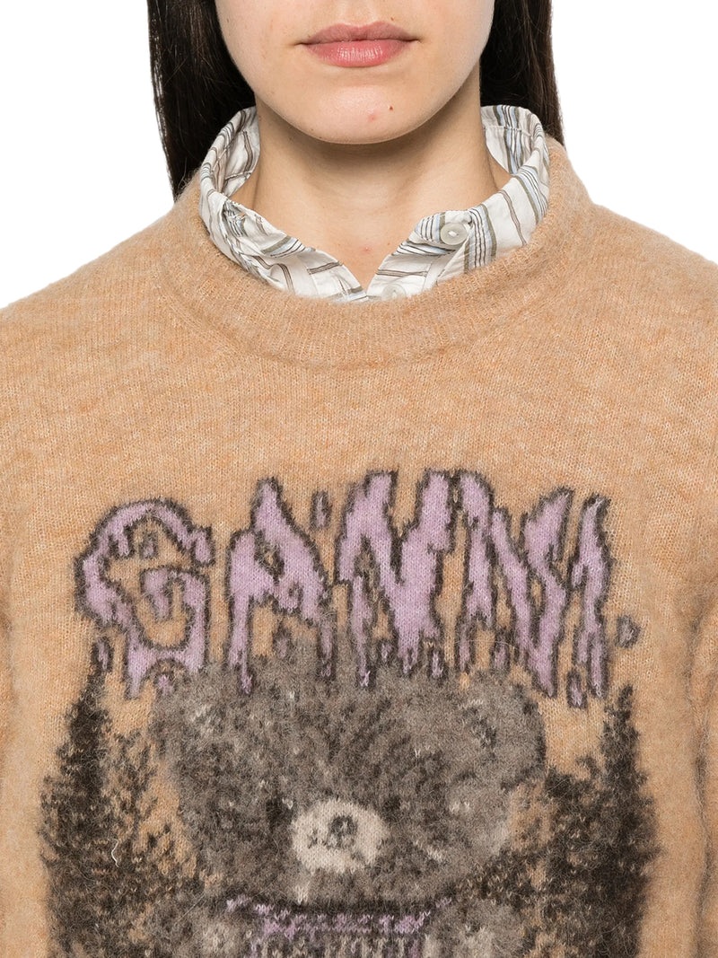CREWNECK KNIT SWEATER WITH FRONT GRAPHIC INTARSIA