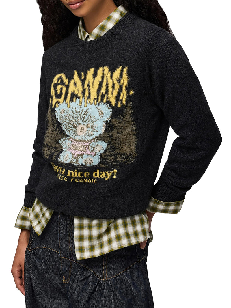 WOOL SWEATER WITH TEDDY GRAPHIC