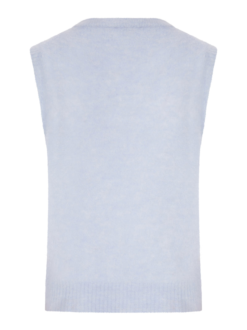 CREWNECK KNITTED VEST WITH FRONT GRAPHIC INTARSIA
