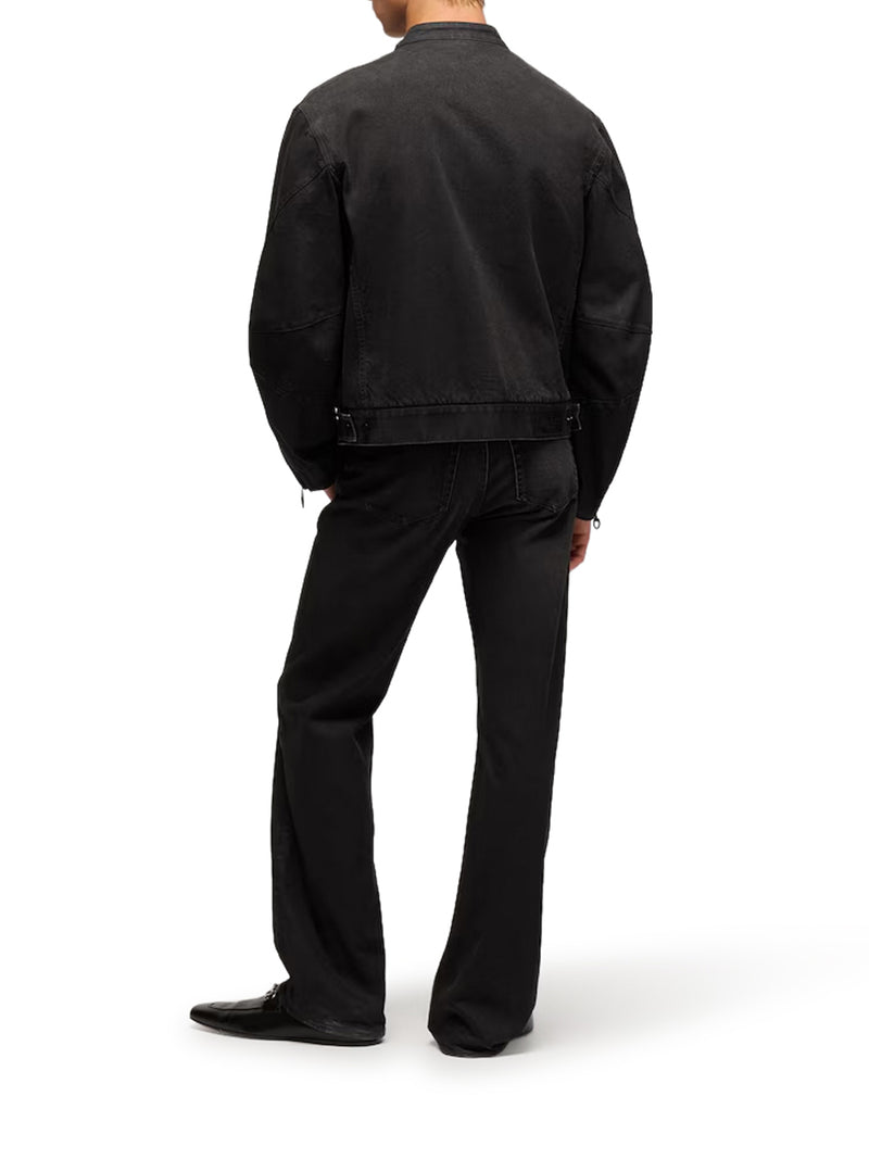 COTTON DENIM FLARE TROUSERS WITH HORSEBIT DETAIL