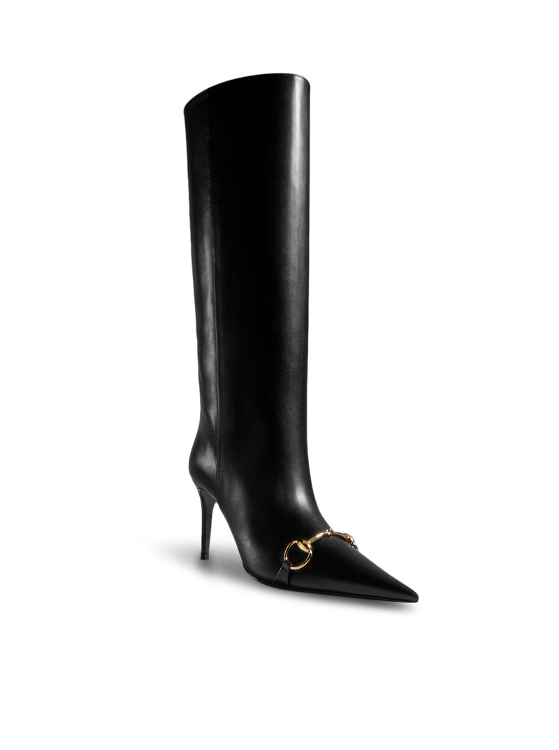 LEATHER SLIP-ON BOOTS WITH HORSEBIT