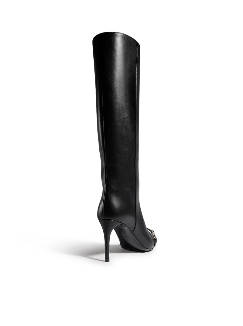 LEATHER SLIP-ON BOOTS WITH HORSEBIT