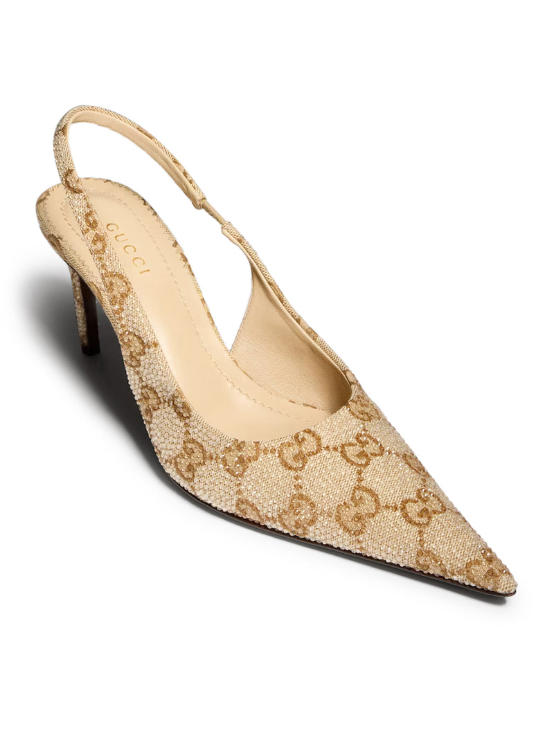 WOMEN`S CRYSTAL-EMBELLISHED PUMPS