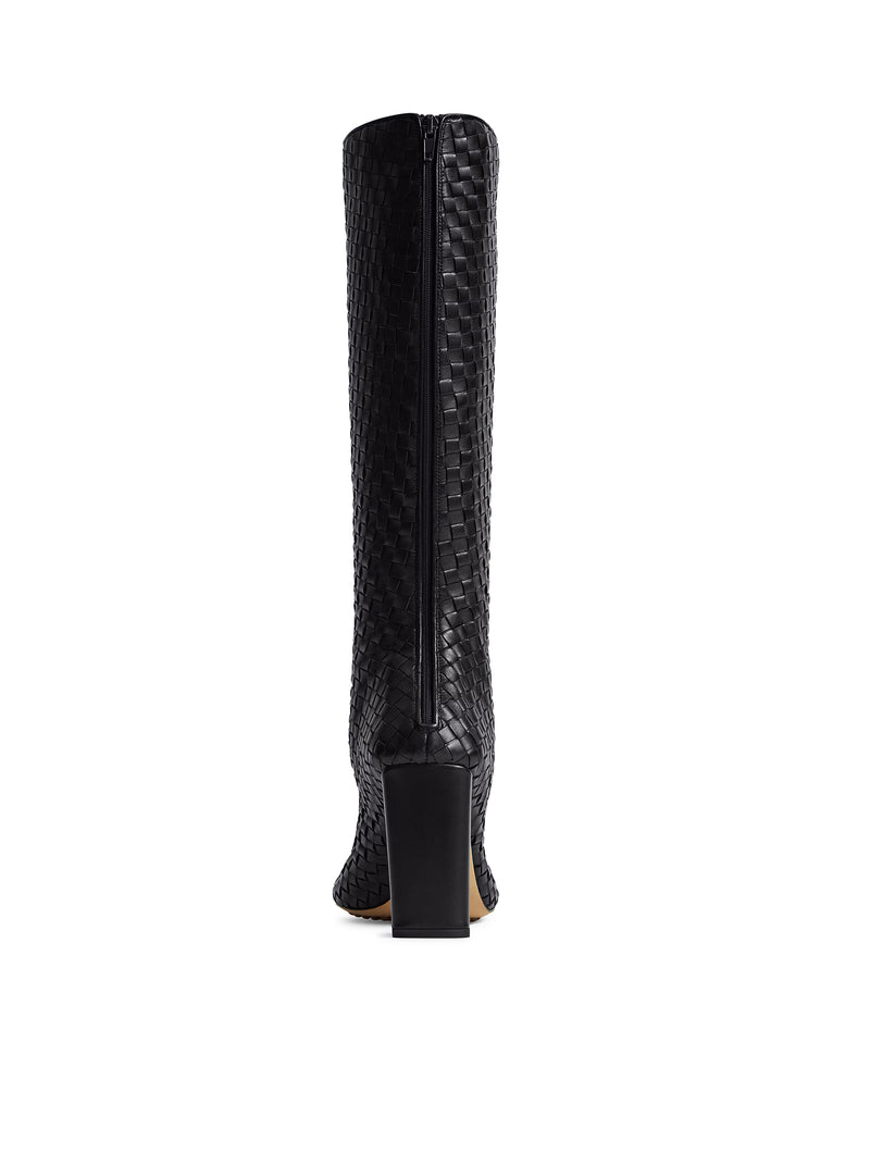 CHERRY WOVEN LEATHER BOOTS