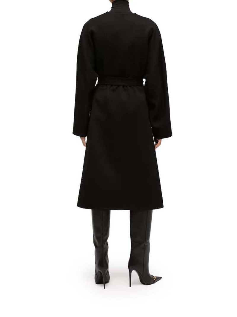 LONG SILK AND WOOL COAT WITH GG LINING