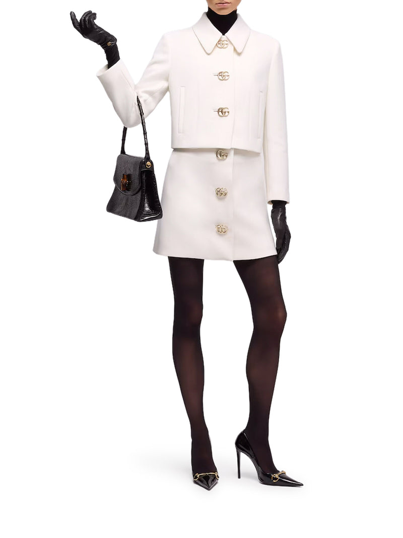 WOOL CREPE SKIRT WITH DOUBLE G BUTTON