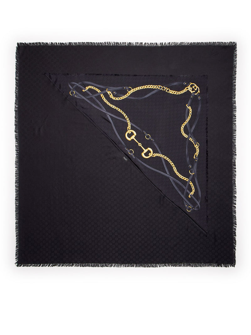 GG WOOL SILK JACQUARD CAPE
