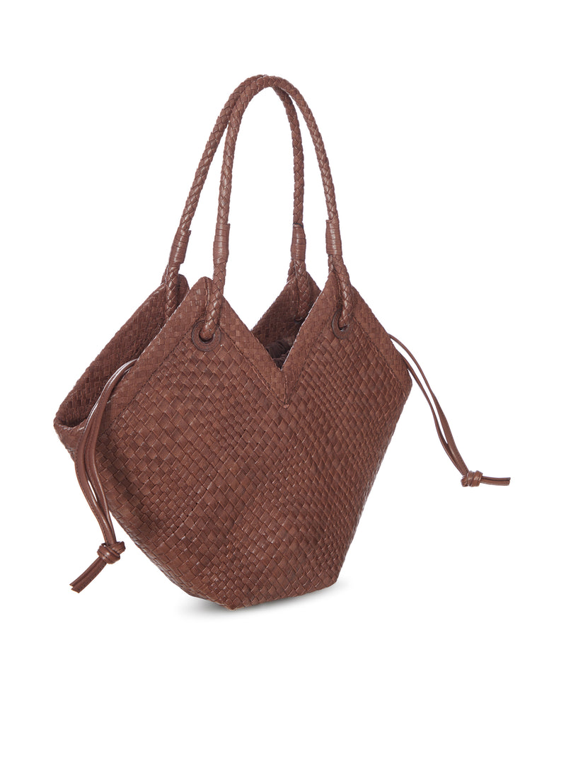 MEDIUM WOVEN LEATHER SHOPPER BAG WITH HANDLES