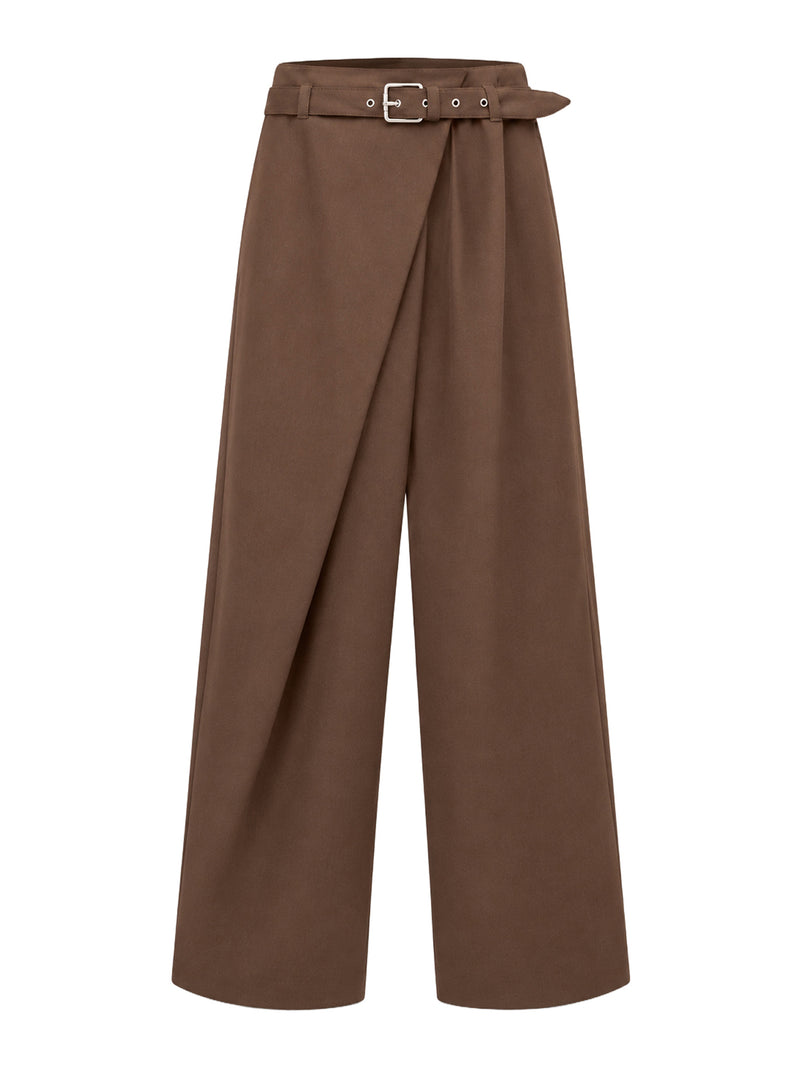 COTTON TROUSERS WITH ASYMMETRIC DRAPING