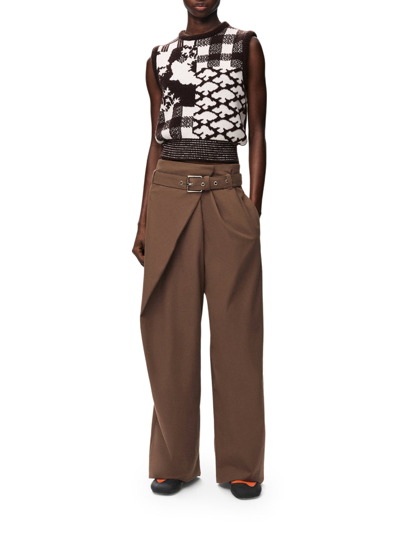 COTTON TROUSERS WITH ASYMMETRIC DRAPING