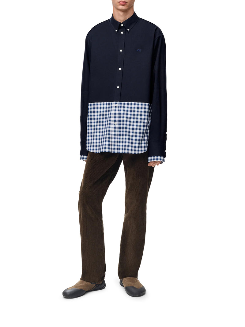 LIGHTWEIGHT COTTON TWILL AND POPLIN SHIRT WITH A CONTRASTING HEM
