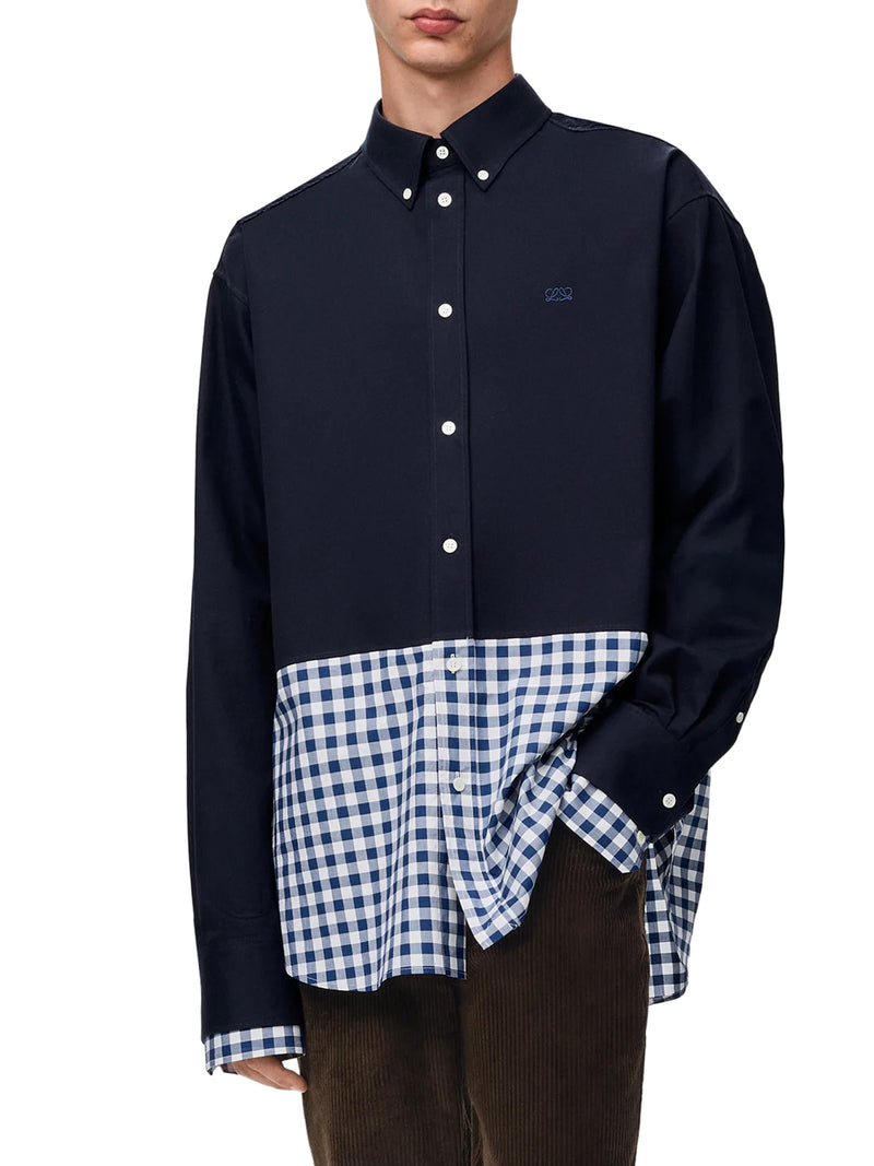 LIGHTWEIGHT COTTON TWILL AND POPLIN SHIRT WITH A CONTRASTING HEM