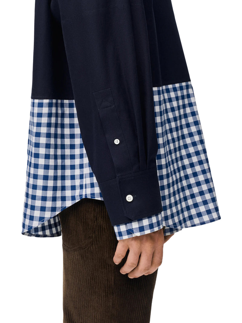 LIGHTWEIGHT COTTON TWILL AND POPLIN SHIRT WITH A CONTRASTING HEM