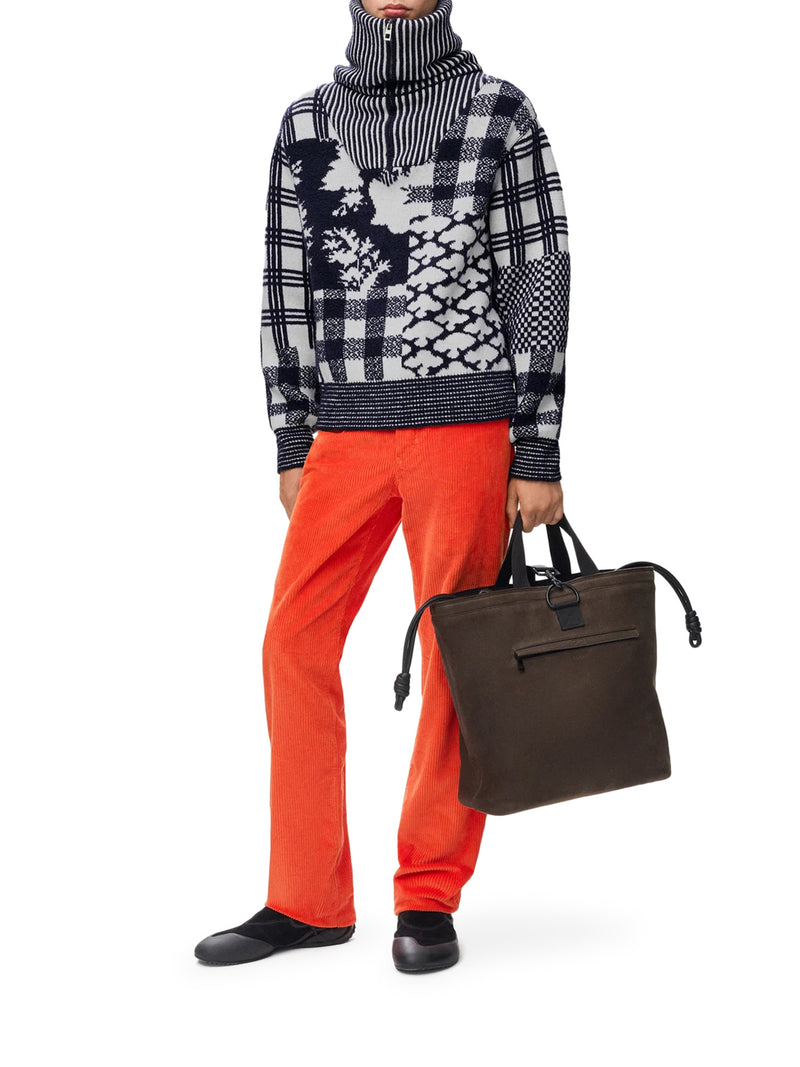 DOUBLE-FACED WOOL SWEATSHIRT WITH JACQUARD PIQUÉ STITCHING