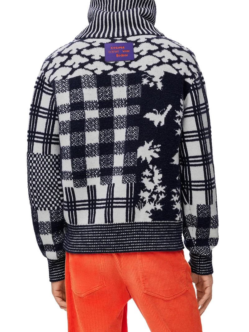 DOUBLE-FACED WOOL SWEATSHIRT WITH JACQUARD PIQUÉ STITCHING