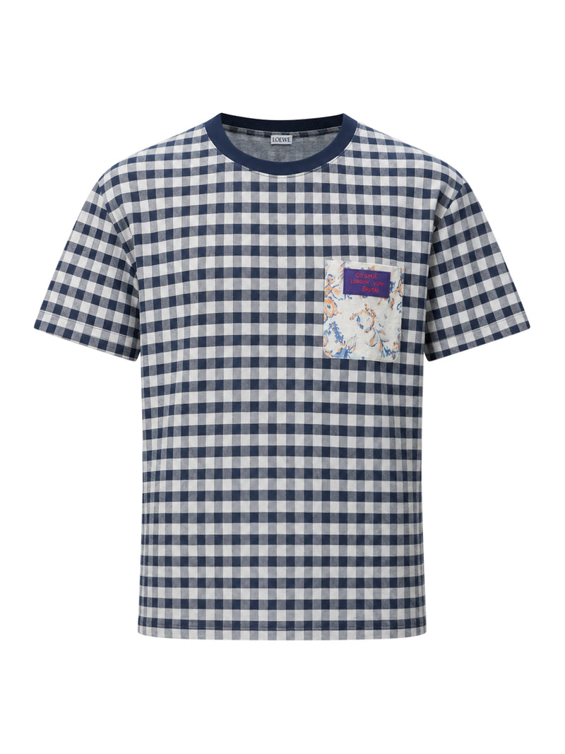CHECKED JACQUARD COTTON JERSEY T-SHIRT