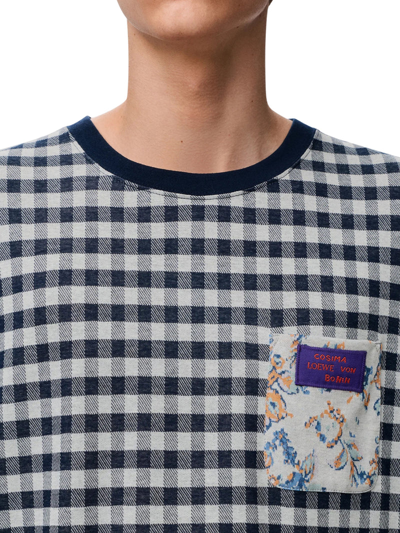 CHECKED JACQUARD COTTON JERSEY T-SHIRT