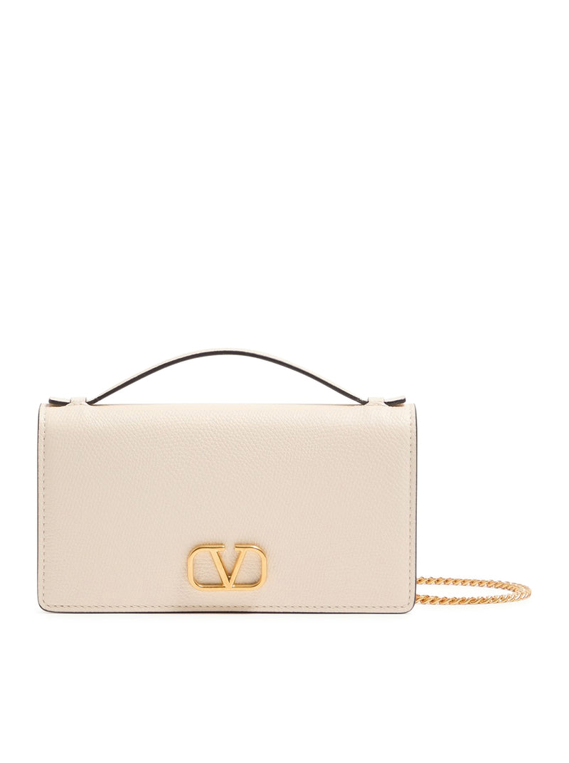 VLOGO SIGNATURE CHAIN WALLET IN GARNET CALFSKIN