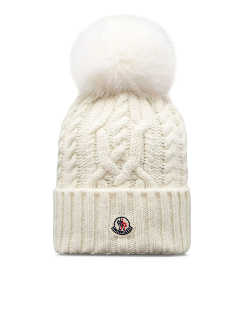 WOOL AND CASHMERE BLEND HAT WITH POM POM