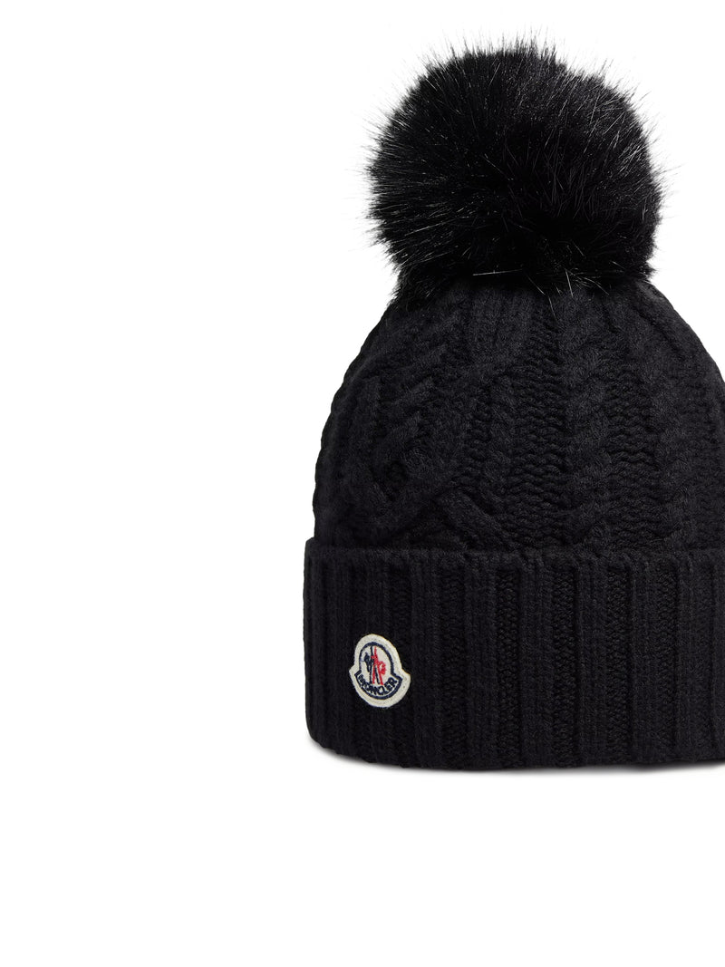 WOOL AND CASHMERE BLEND HAT WITH POM POM