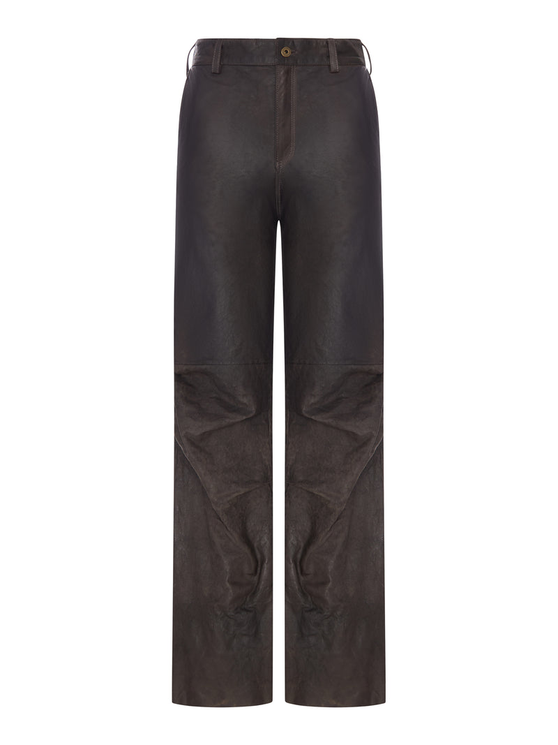 WIDE LEG LEATHER TROUSERS