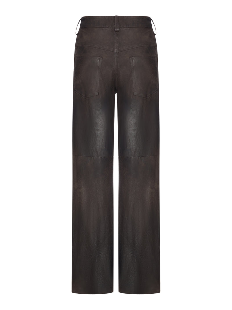 WIDE LEG LEATHER TROUSERS