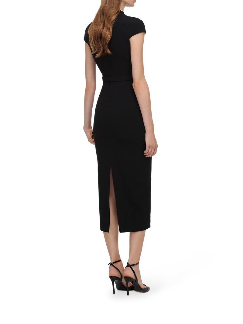 LONG DRESS WITH JEWEL BUTTONS AND BELT