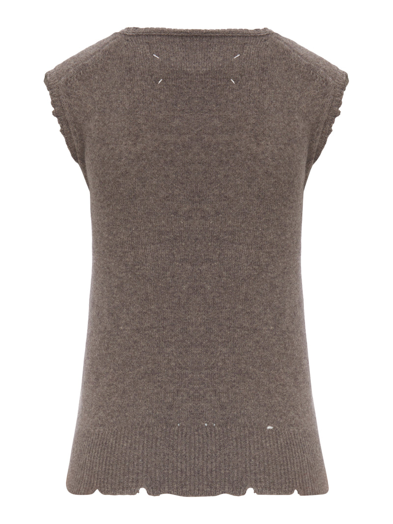 DISTRESSED-EFFECT KNIT VEST
