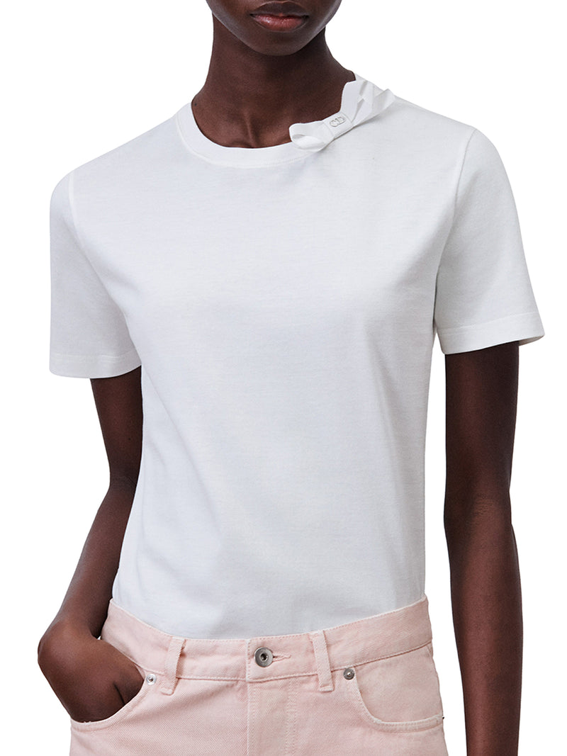 FITTED WHITE COTTON JERSEY T-SHIRT