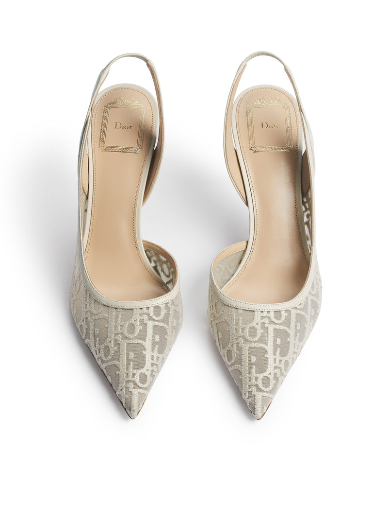 ADIORABLE SLINGBACK PUMPS IN MESH WITH ÉCRU DIOR OBLIQUE EMBROIDERY