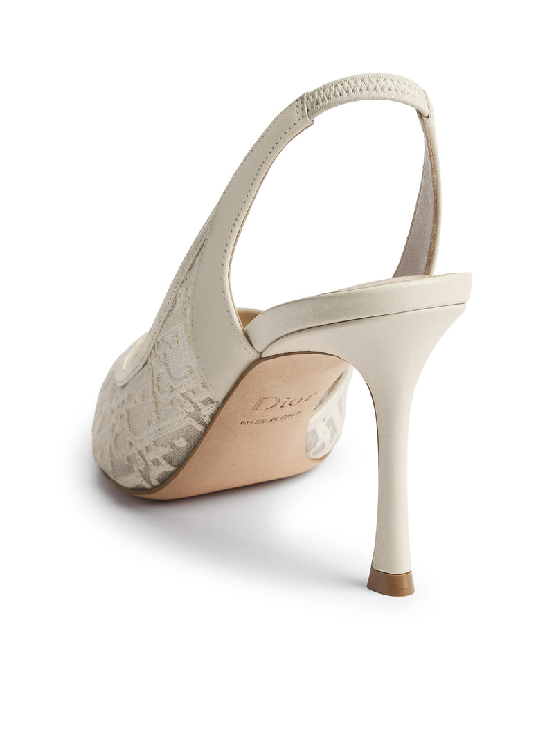ADIORABLE SLINGBACK PUMPS IN MESH WITH ÉCRU DIOR OBLIQUE EMBROIDERY