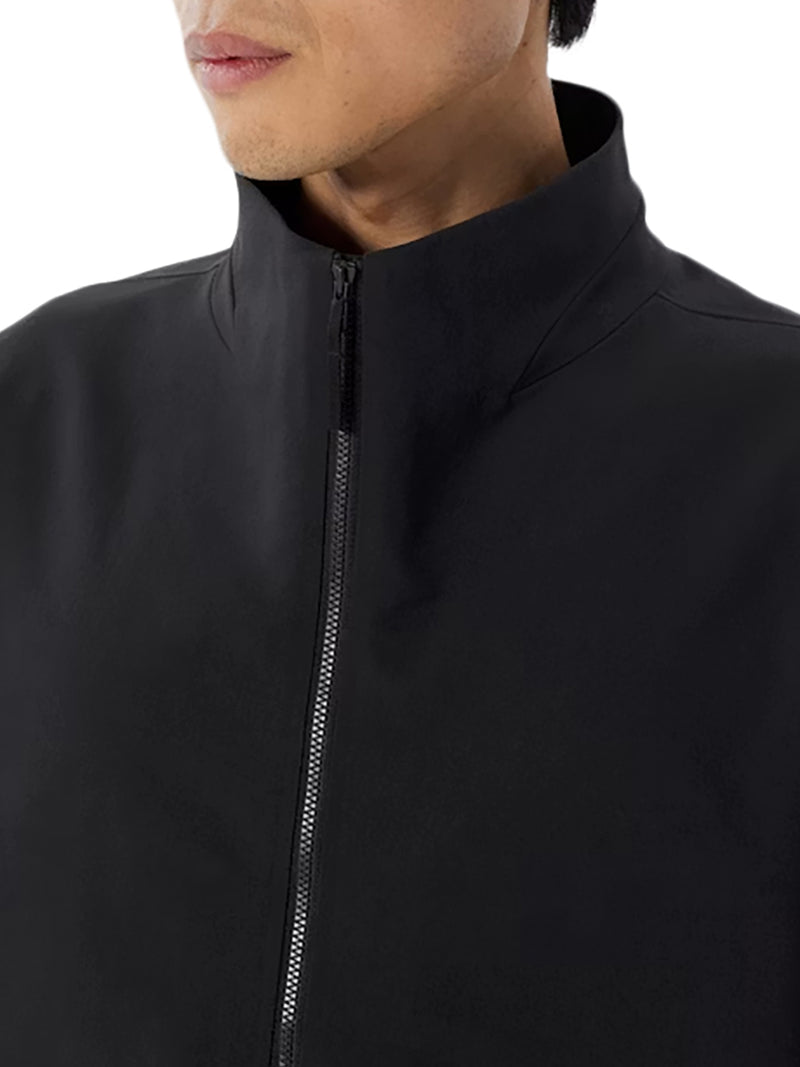 BLACK TECHNICAL JACKET WITH HIGH COLLAR AND FRONT ZIP