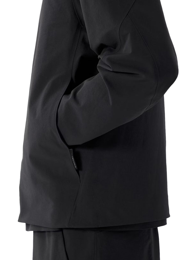 BLACK TECHNICAL JACKET WITH HIGH COLLAR AND FRONT ZIP