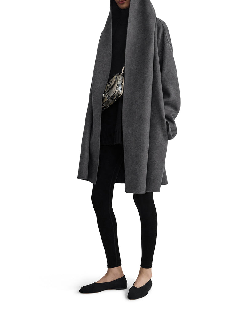 HOODED WRAP COAT