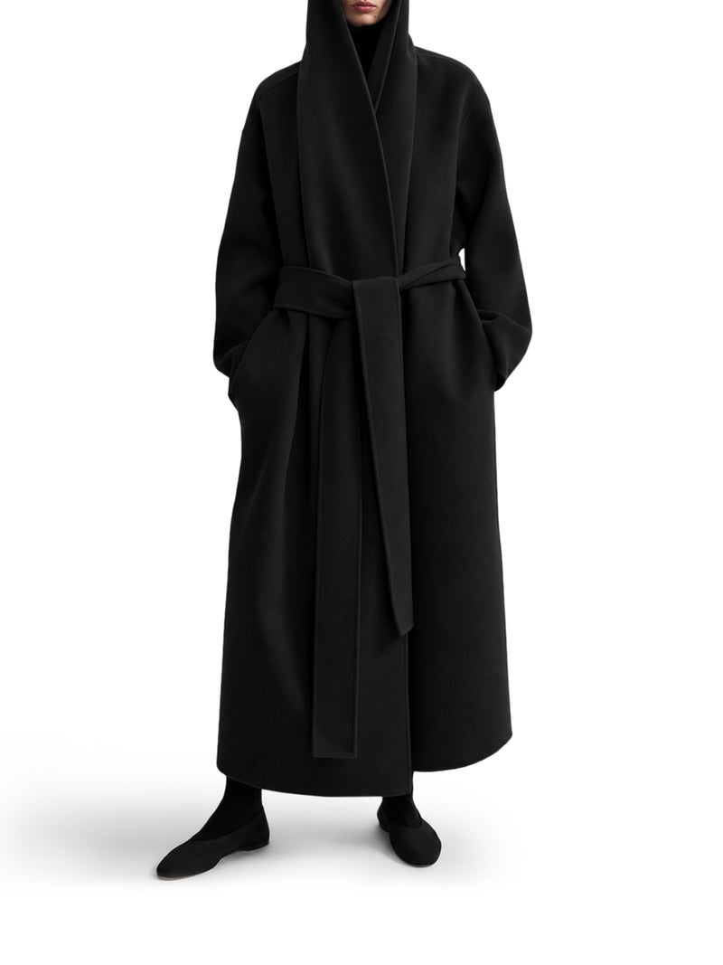 LONG WOOL COAT WITH HOOD