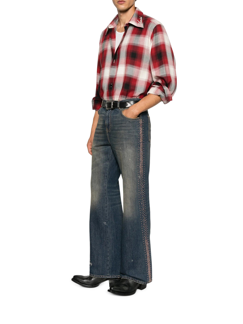 VINTAGE-EFFECT JEANS WITH SIDE DETAILS