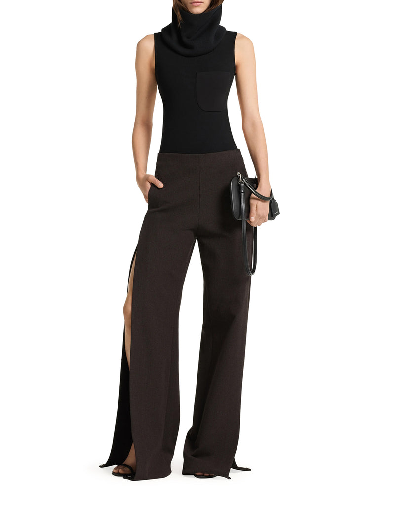HIGH-NECK KNIT BODYSUIT WITH CUT-OUT