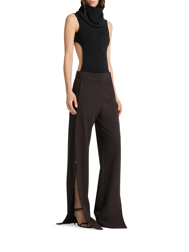 HIGH-NECK KNIT BODYSUIT WITH CUT-OUT