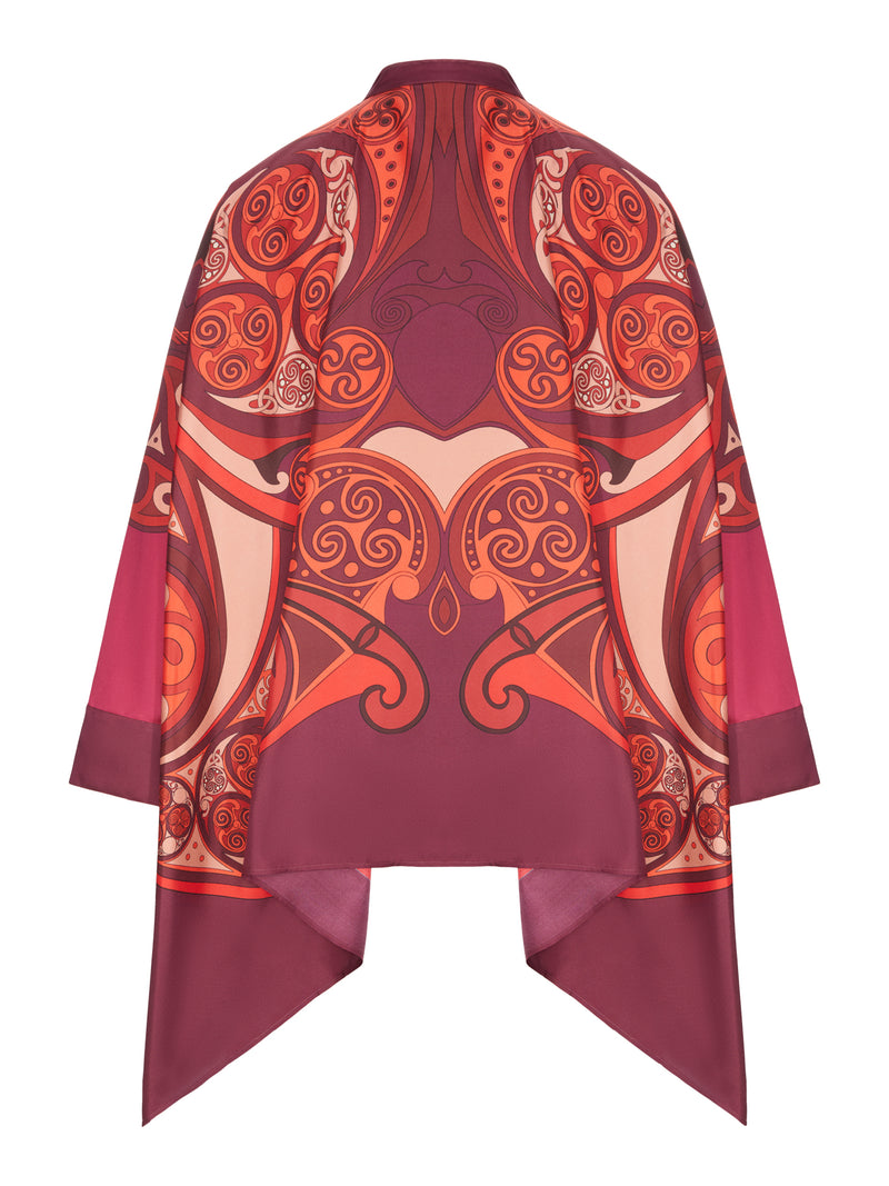 OVERSIZED PRINTED SILK SHIRT WITH AN ASYMMETRIC HEM