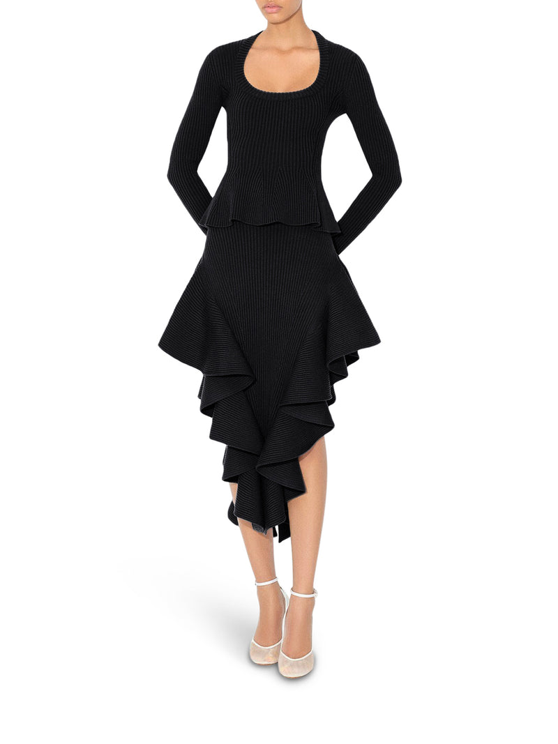 RIBBED PEPLUM TOP